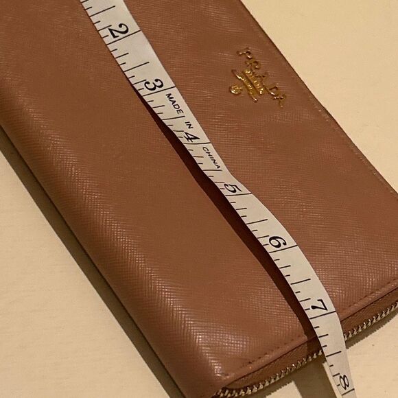 Prada Zip Around Long Wallet Blush Pink Leather Classic Basic Travel Carry All - Picture 9 of 10